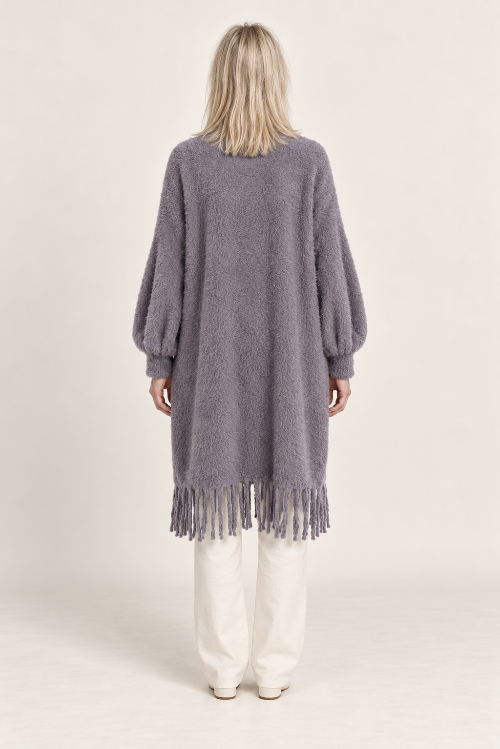 Etta | Brushed Fringe-Hem Cardigan Coat