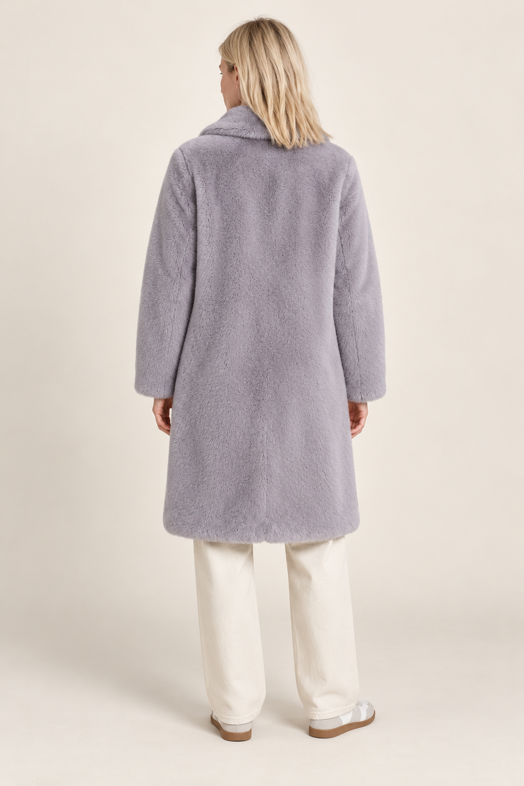 Freja | Notched-Lapel Faux Fur Longline Coat