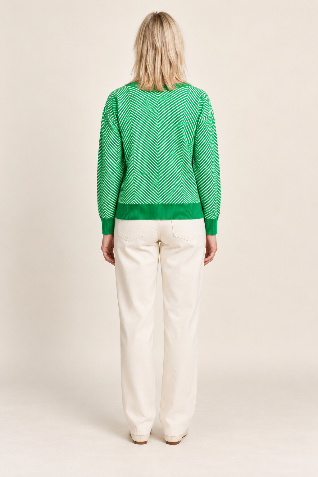 Fenella | Chevron Stripe V-Neck Cardigan