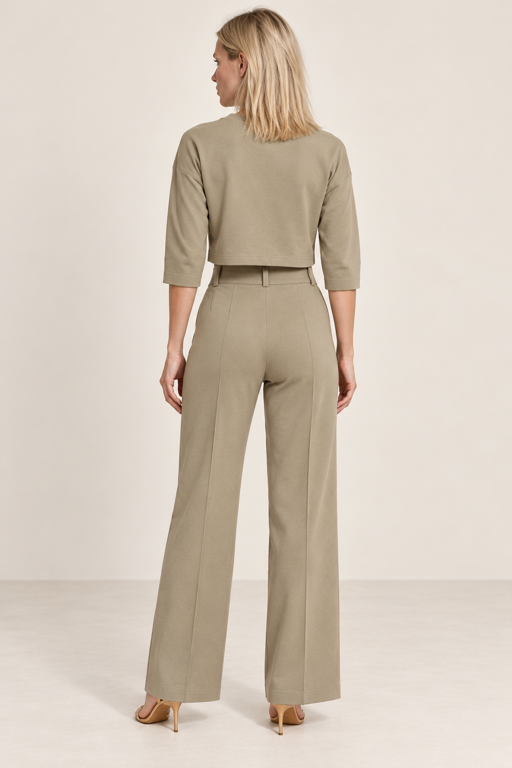 Teodora | Cropped Top and High-Waisted Seamed Trouser Set