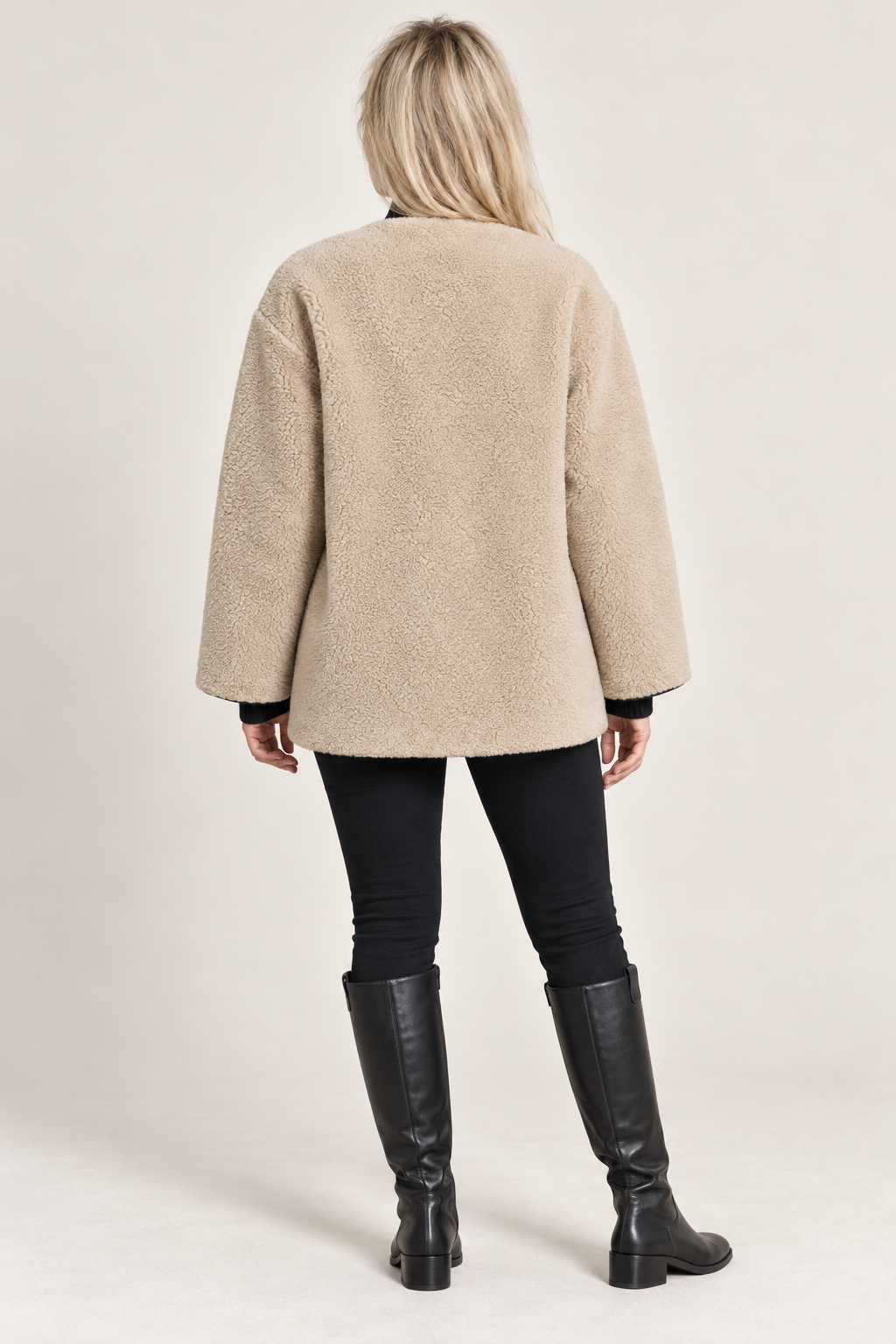 Danika | Round-Neck Toggle-Front Hip-Length Teddy Coat