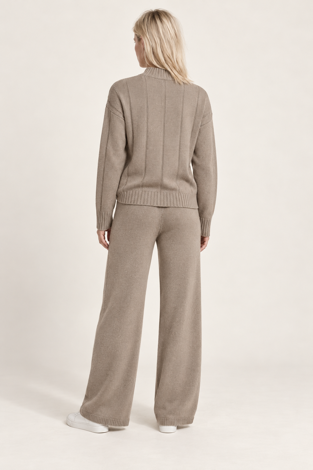 Tereza | Ribbed Mock-Neck Sweater and Wide-Leg Knit Set