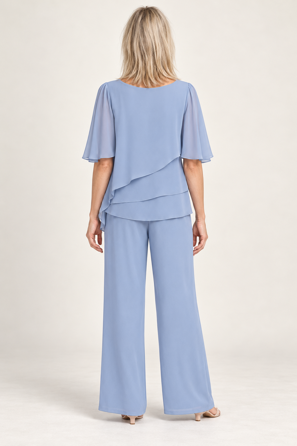 Ulrike | Layered Chiffon-Look Top and Wide-Leg Trouser Set