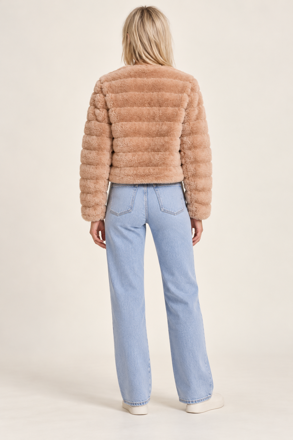 Catia | Channel-Texture Faux Fur Cropped Jacket