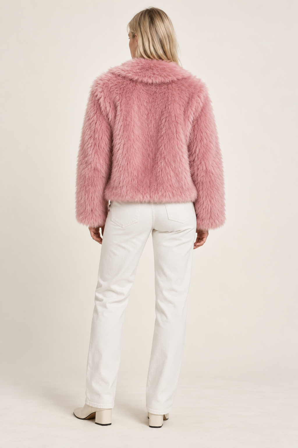 Faustina | Plush Wide-Lapel Open-Front Cropped Jacket
