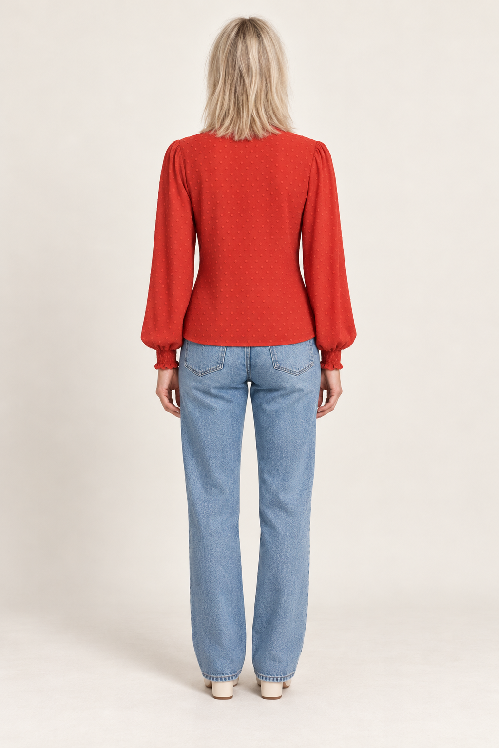 Colette | Lace-Trim Swiss-Dot Blouse
