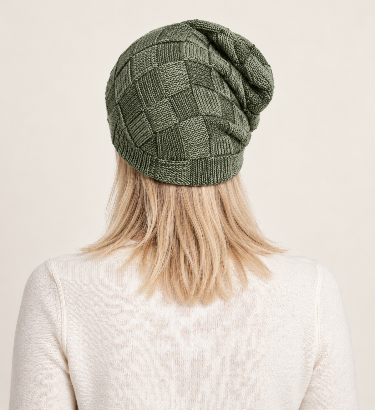 Bina | Slouchy Patchwork-Knit Beanie