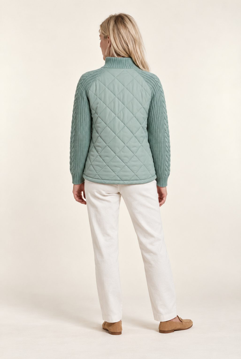 Ilka | Diamond-Quilted Cable-Knit Sleeve Hybrid Jacket