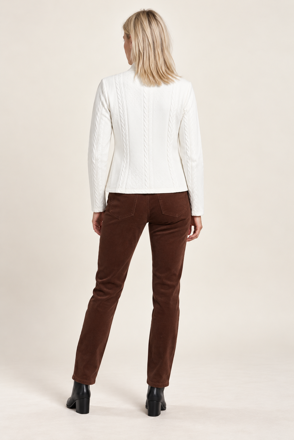 Lenka | Cable-Texture Stand-Collar Button-Front Jacket
