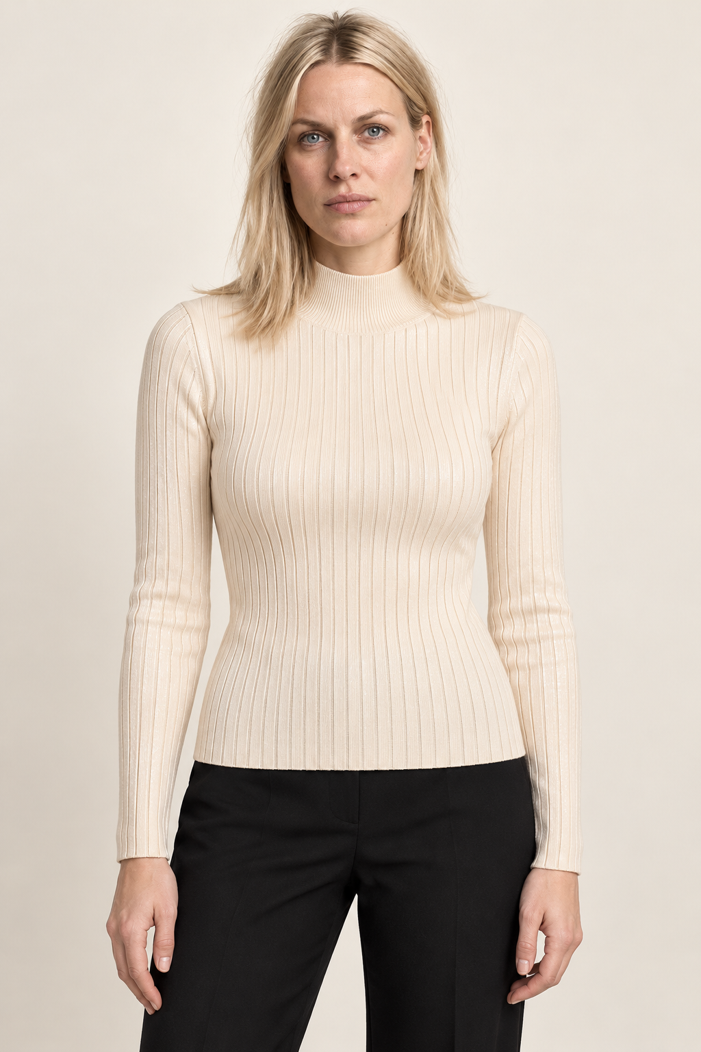 Gretchen | Slim-Fit Mock Neck Knit Top