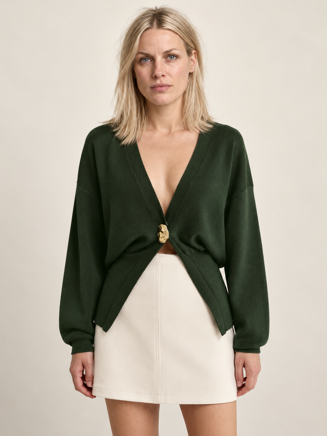Gabrielle | Draped Single-Button Cardigan