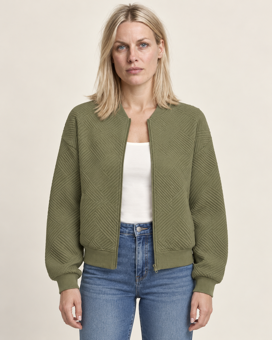 Florence | Textured Zip-Up Bomber Jacket