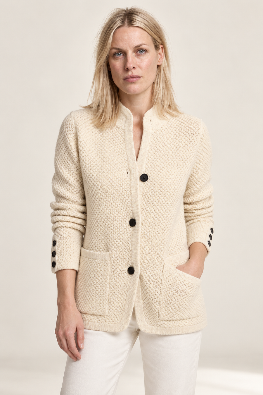 Leocadia | Waffle-Knit Cardigan Jacket