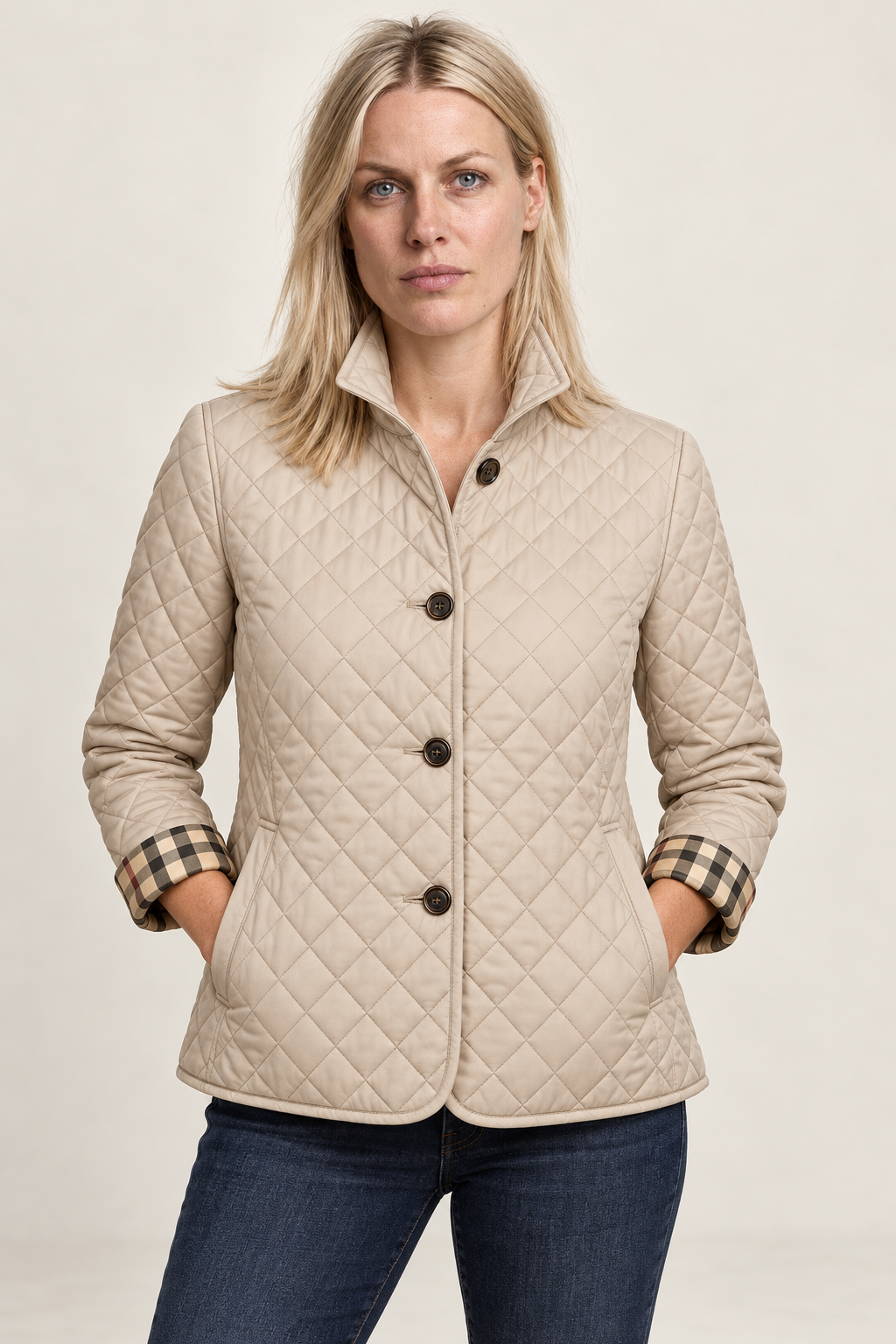 Jelena | Diamond-Quilted Button-Front Jacket