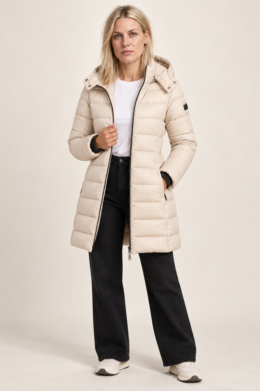 Kalina | Hooded Channel-Quilted Mid-Thigh Puffer Jacket