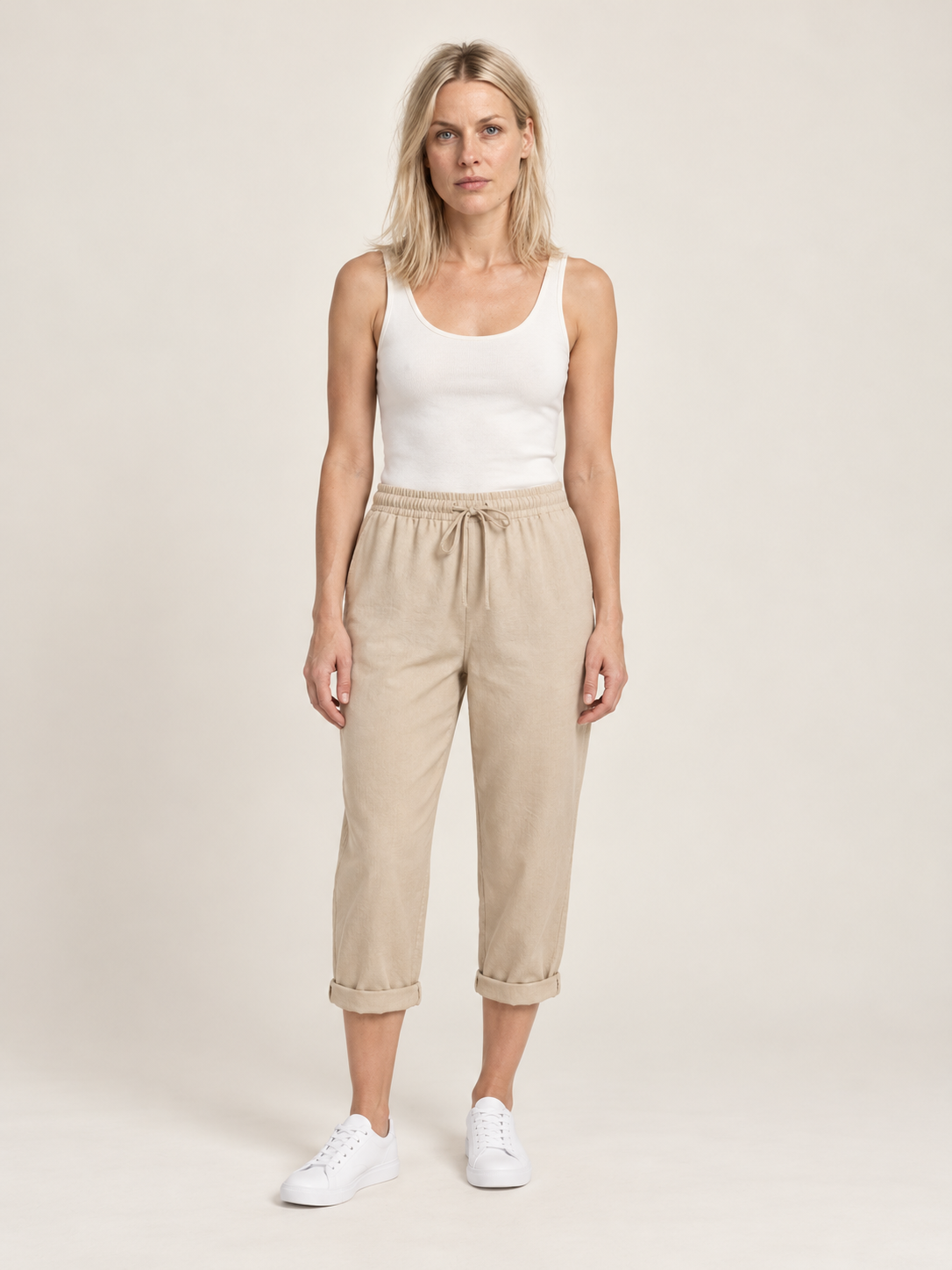 Ruta | Drawstring Rolled-Cuff Cropped Pants
