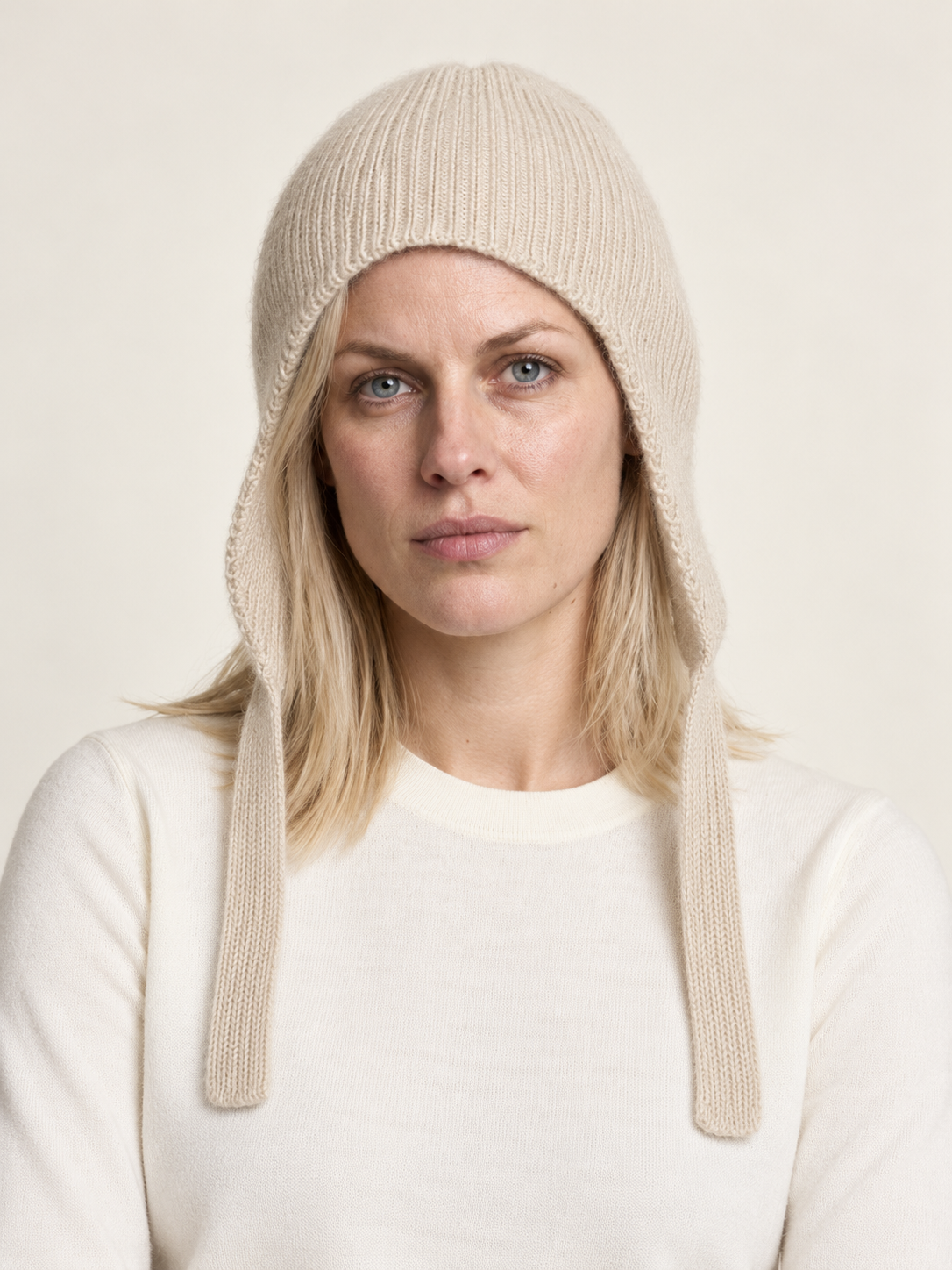 Ariadne | Ribbed Knit Tie-Up Earflap Hat
