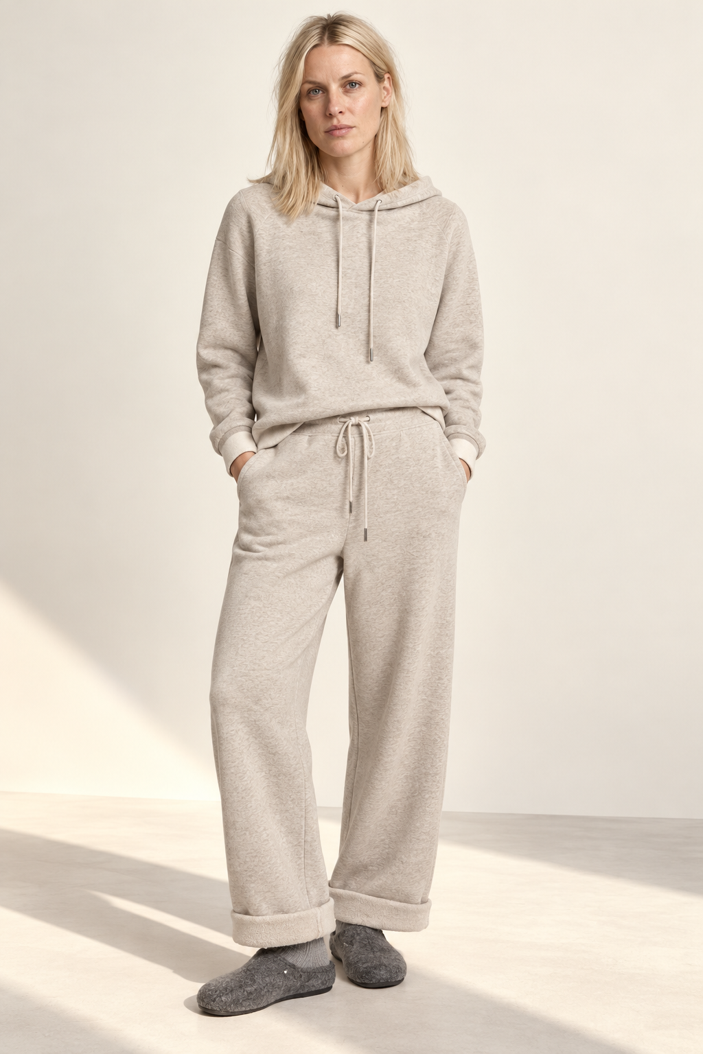 Calida | Fleece-Lined Drawstring Knit Wide-Leg Pants