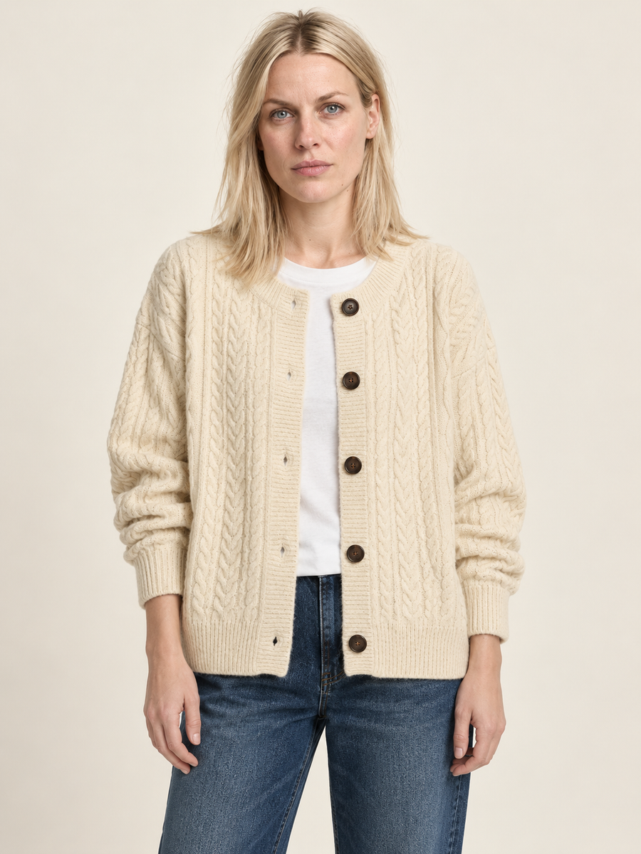 Ainsley | Cable-Knit Button-Front Cardigan