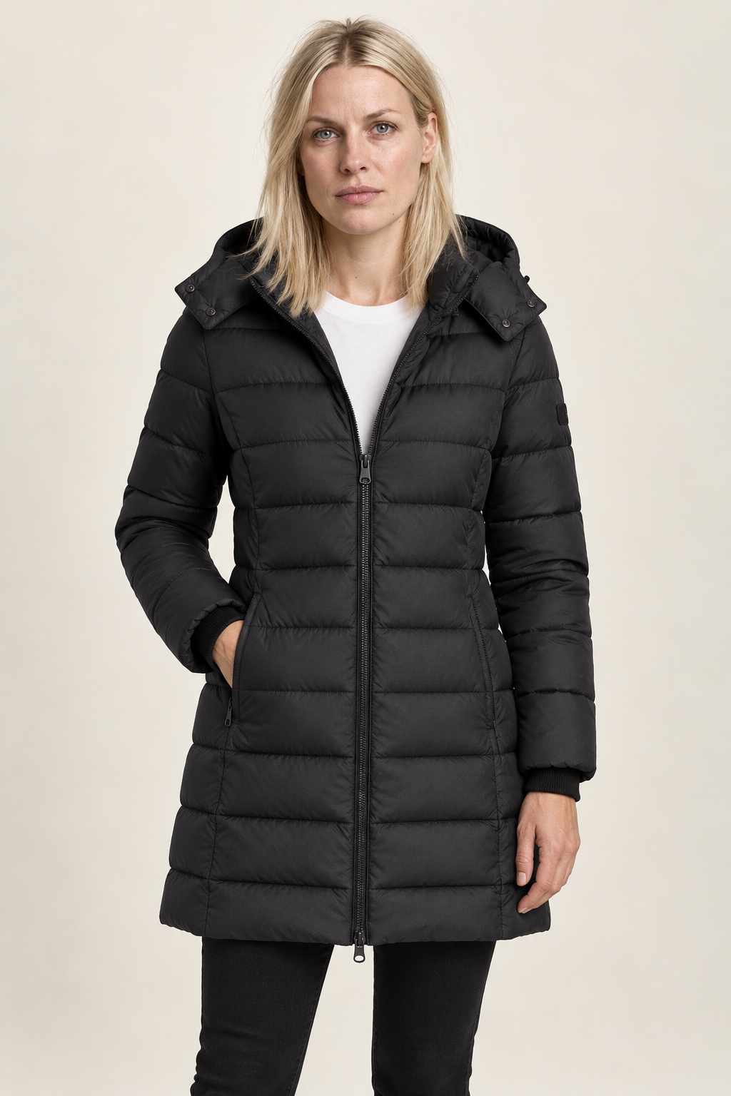 Kalina | Hooded Channel-Quilted Mid-Thigh Puffer Jacket