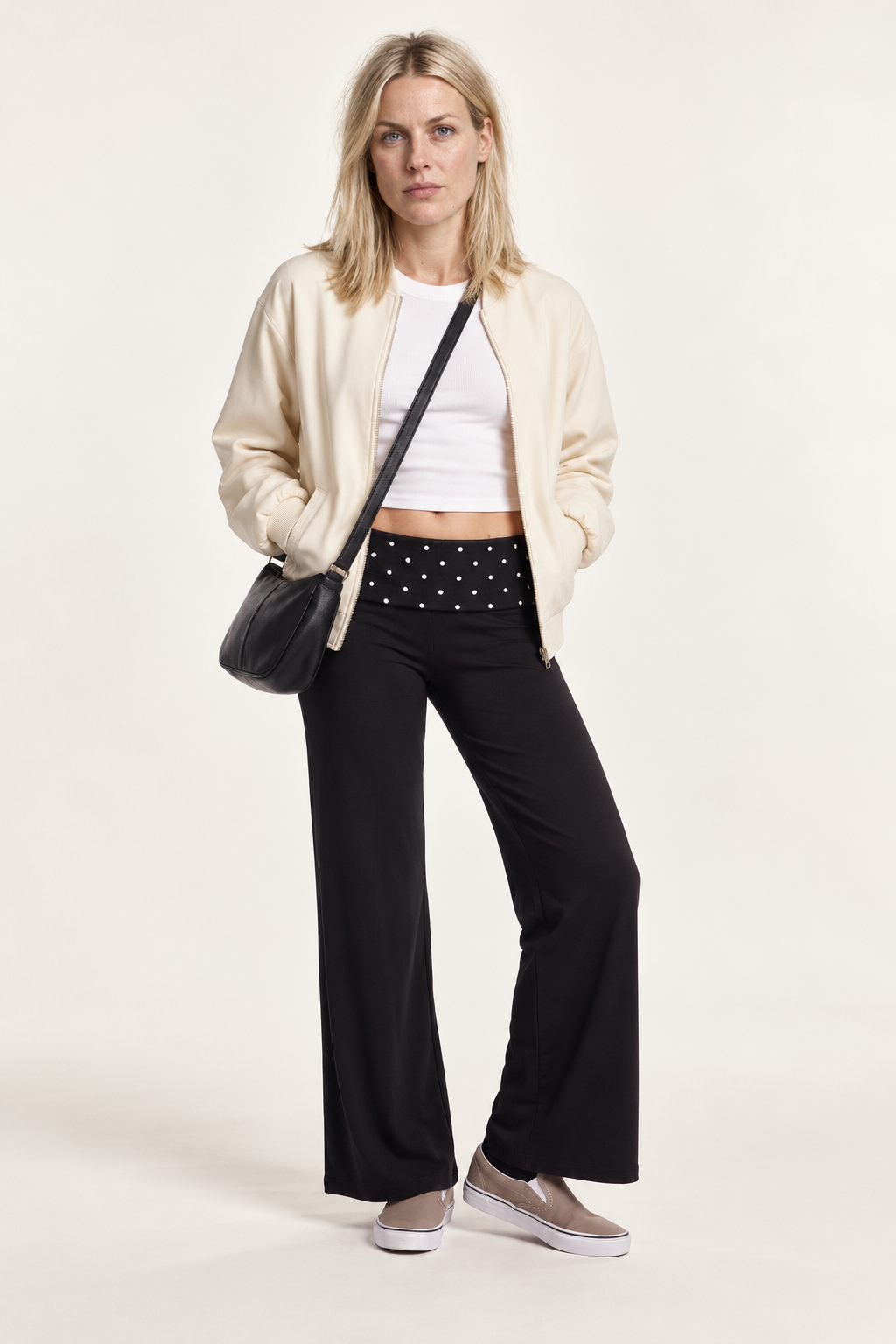 Rhiannon | Polka Dot Foldover-Waist Wide-Leg Pants