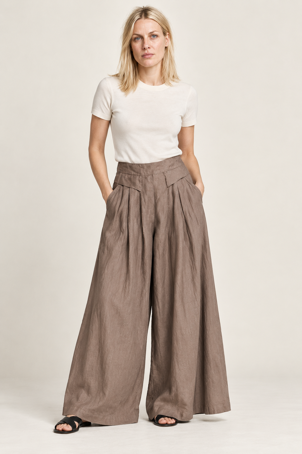 Ronja | Pleated Elastic-Back Wide-Leg Palazzo Pants