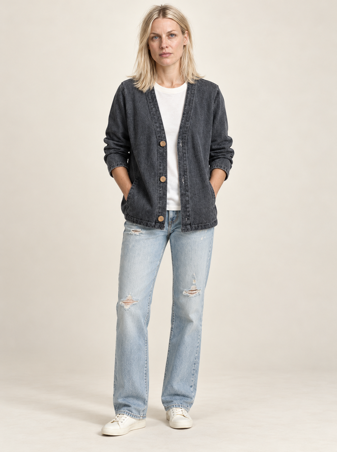 Fionnuala | Denim Button-Down Cardigan