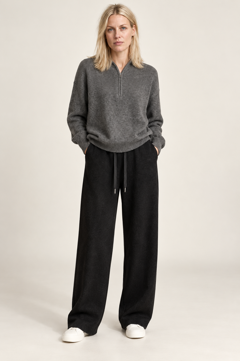 Calida | Fleece-Lined Drawstring Knit Wide-Leg Pants