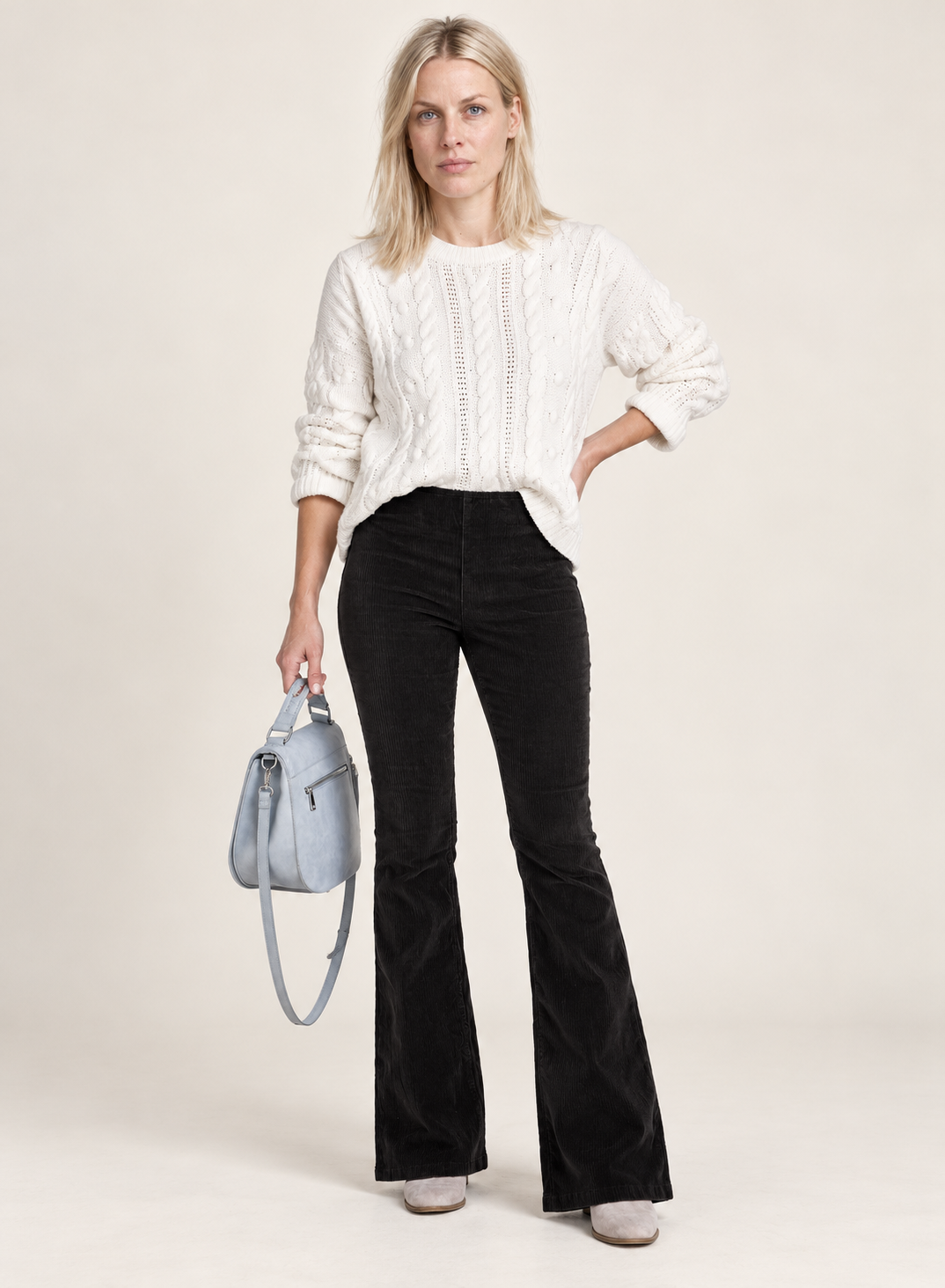 Ninon | High-Waisted Pull-On Corduroy Flare Pants