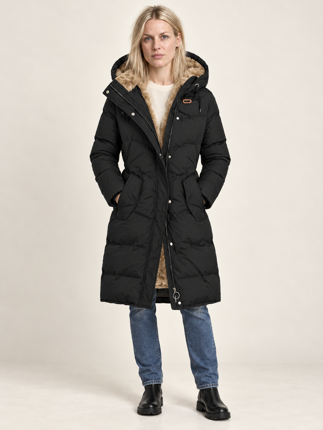 Gwen | Hooded Plush-Lined Quilted Longline Puffer Coat