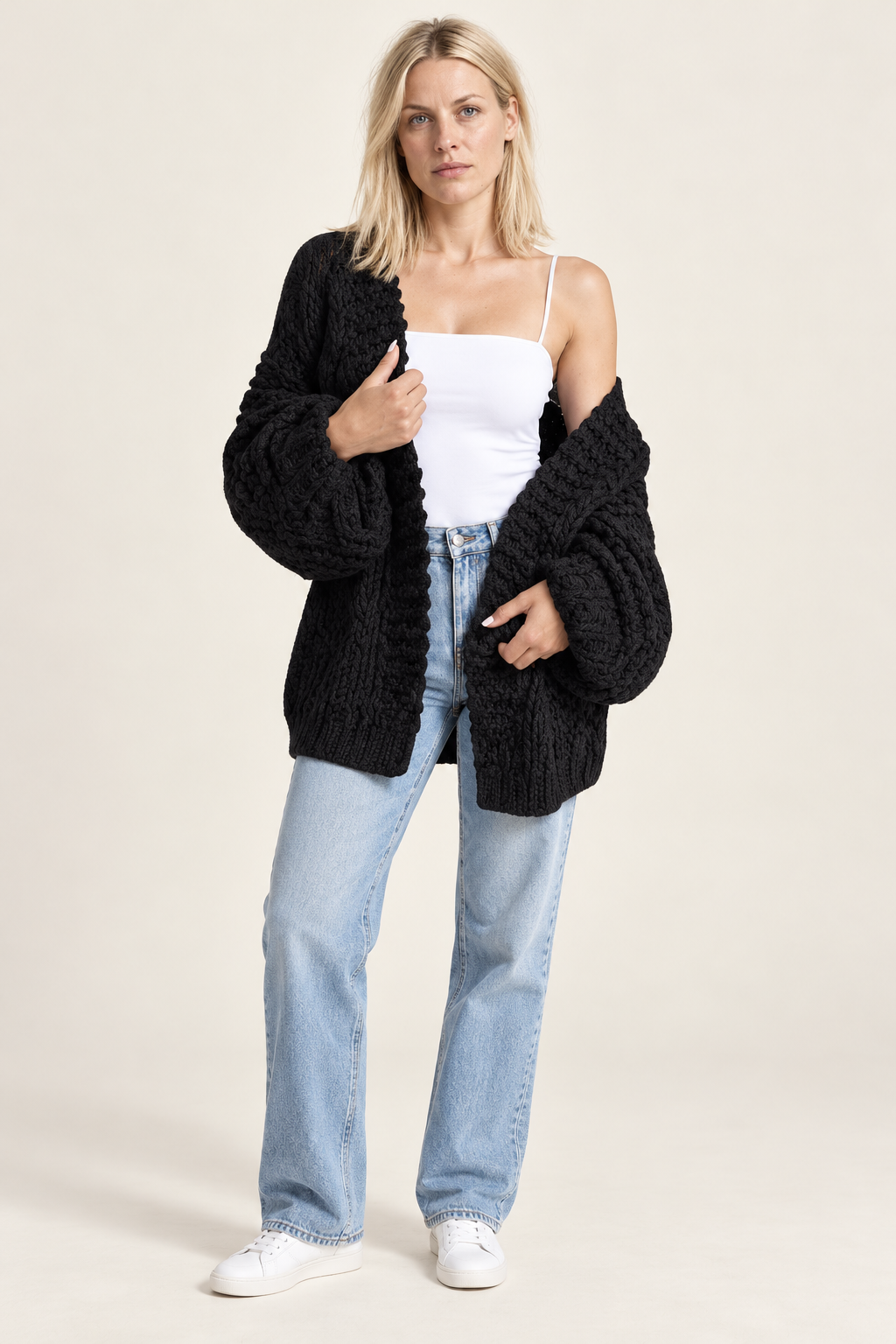 Yvanderliah | Chunky Open-Front Cardigan