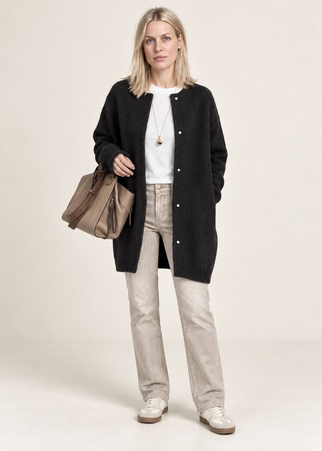 Liesel | Brushed Collarless Longline Cardigan