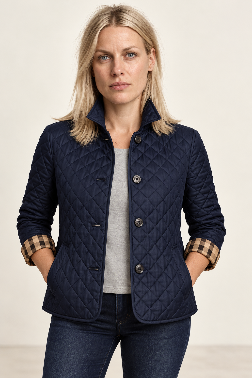 Jelena | Diamond-Quilted Button-Front Jacket