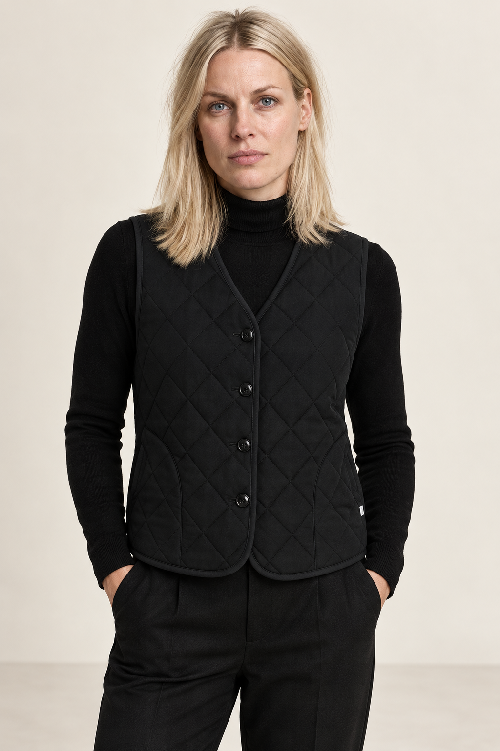 Iskra | V-Neck Button-Front Quilted Vest