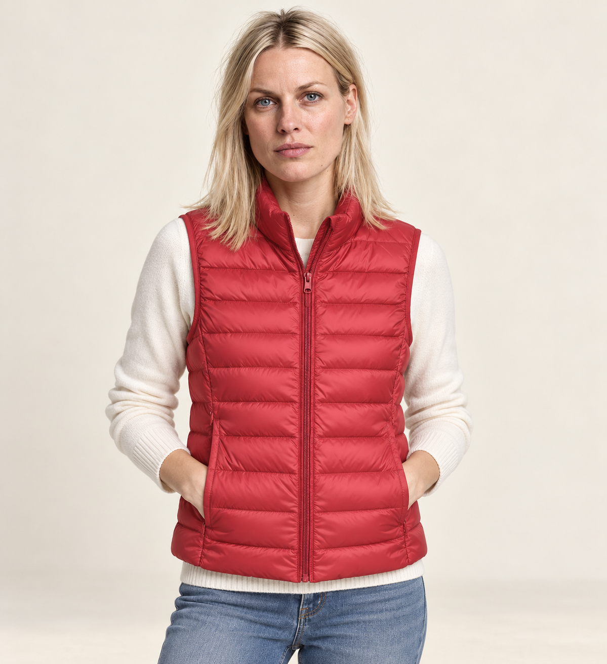 Karla | Stand-Collar Channel-Quilted Puffer Vest