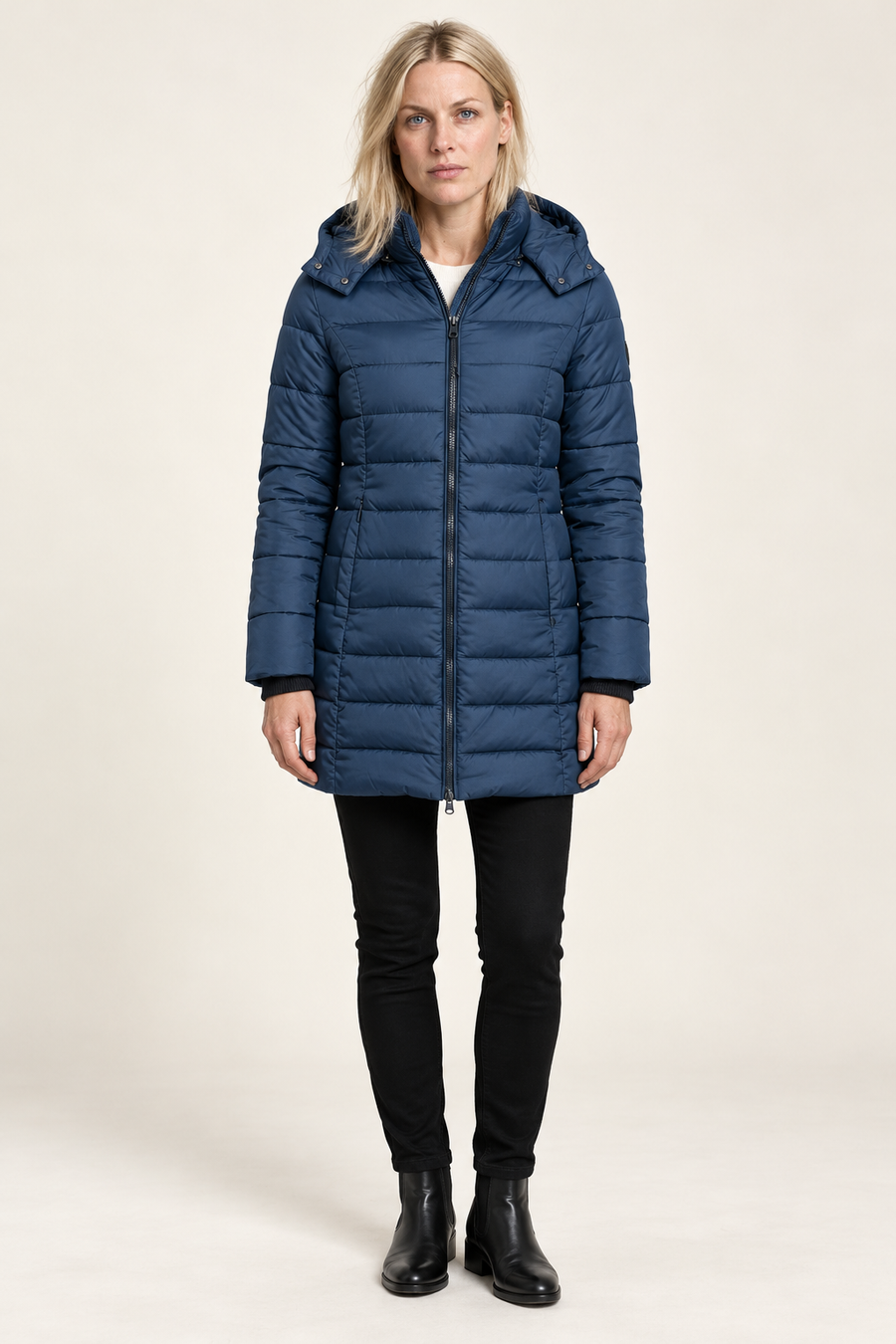 Liza | Hooded Channel-Quilted Mid-Thigh Puffer Coat