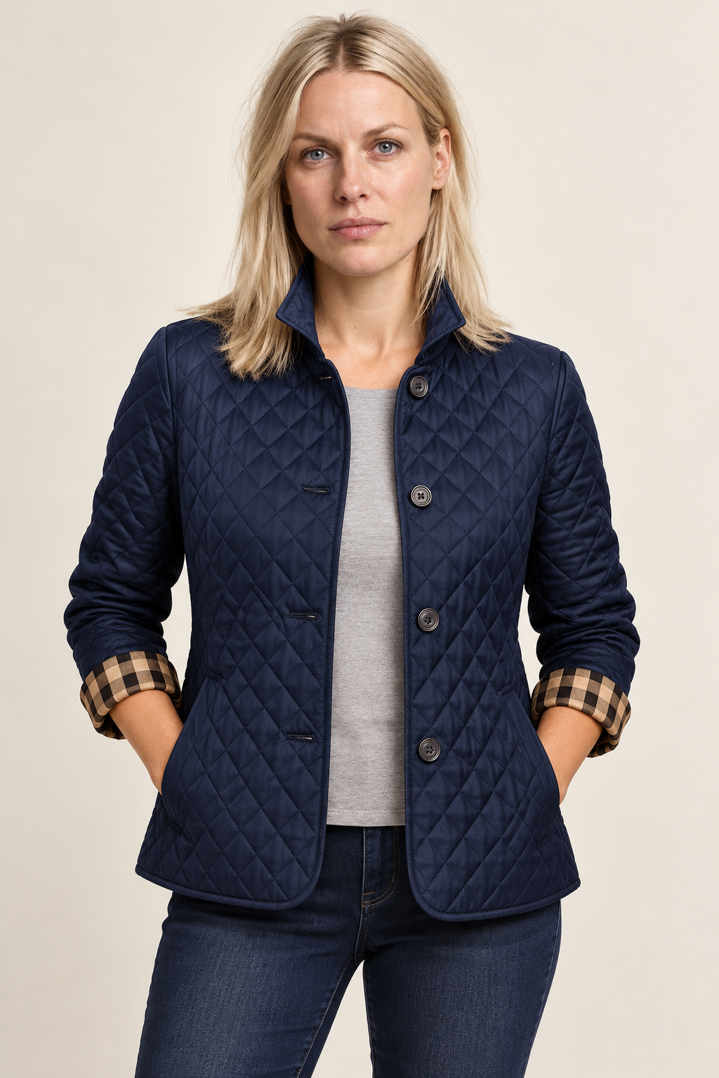 Jelena | Diamond-Quilted Button-Front Jacket