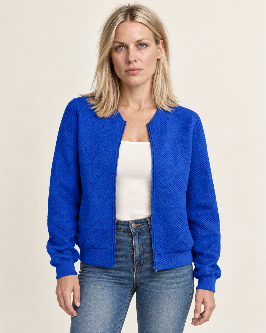 Florence | Textured Zip-Up Bomber Jacket