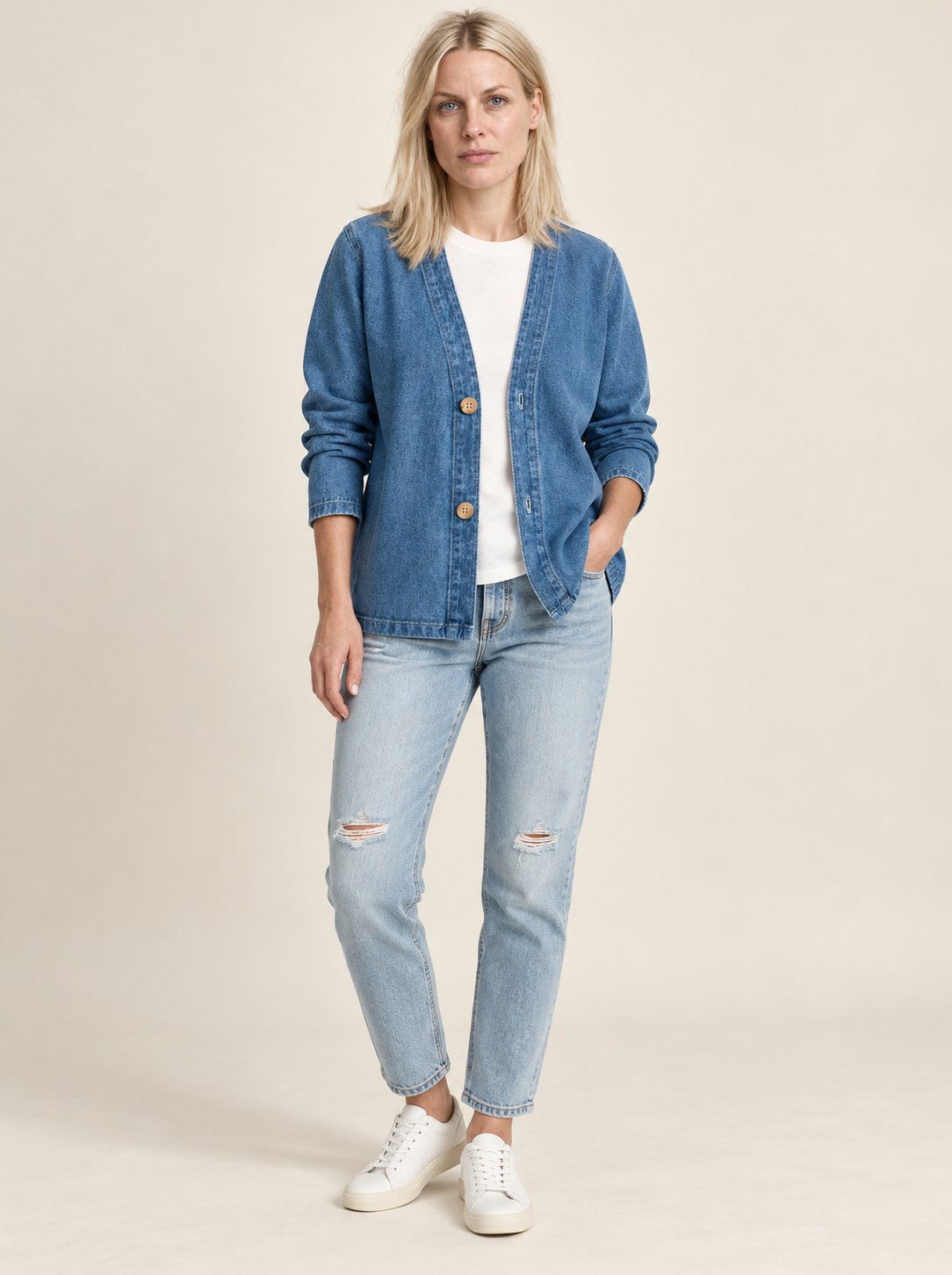 Fionnuala | Denim Button-Down Cardigan