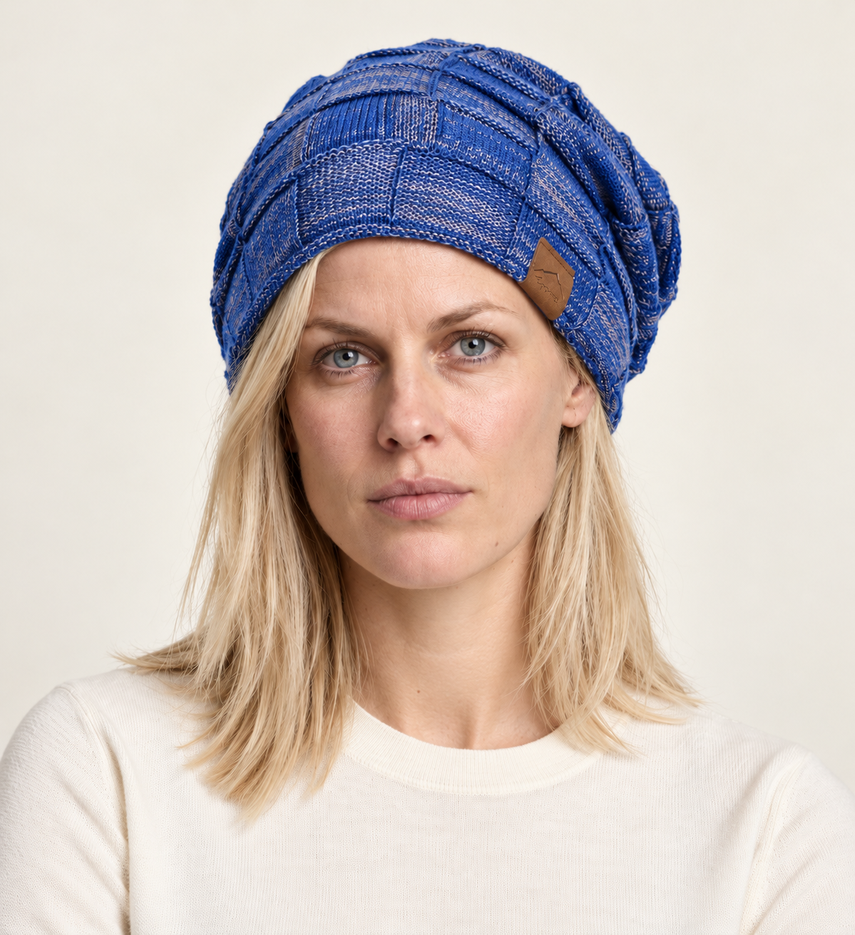 Bina | Slouchy Patchwork-Knit Beanie
