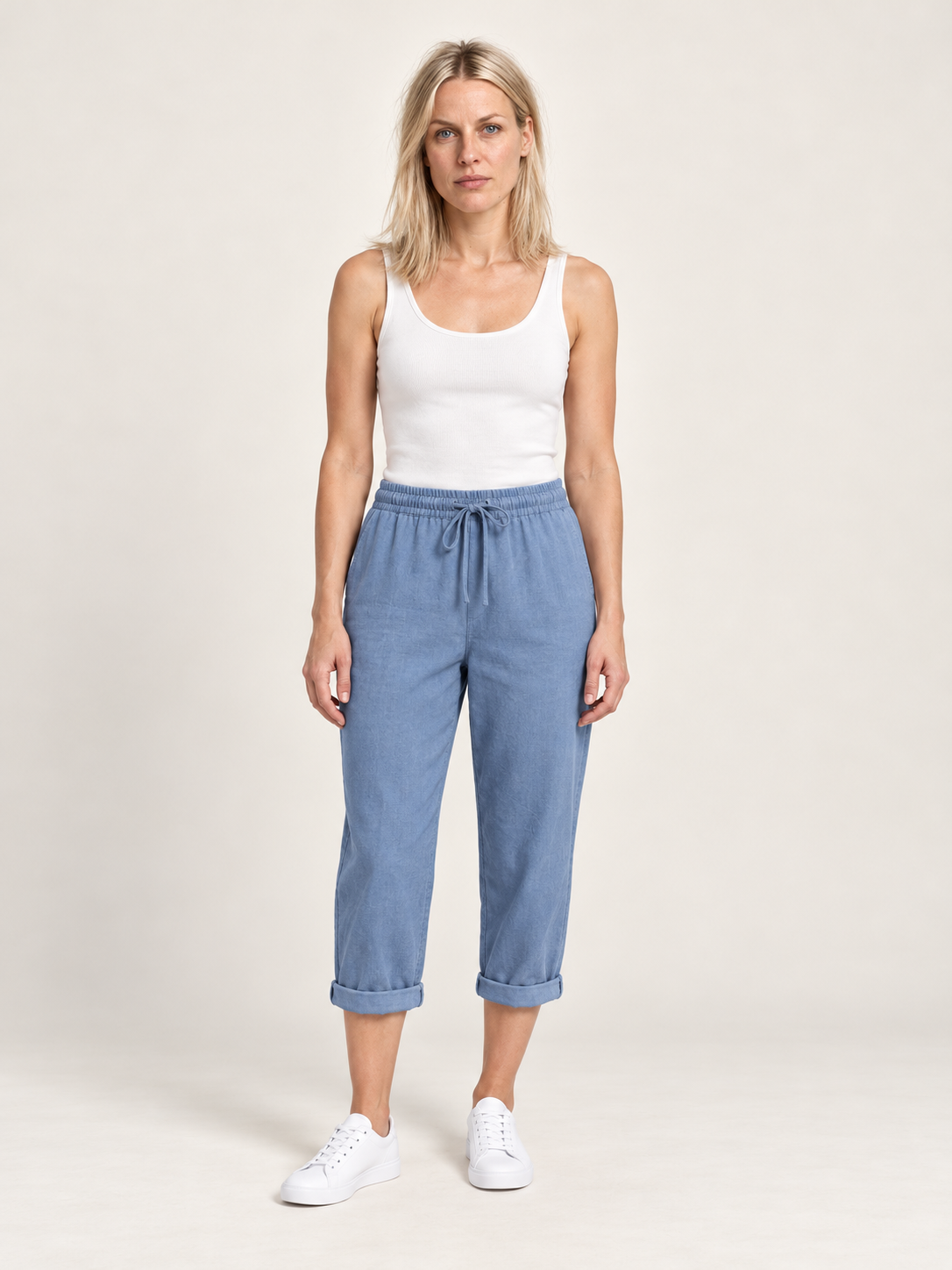 Ruta | Drawstring Rolled-Cuff Cropped Pants