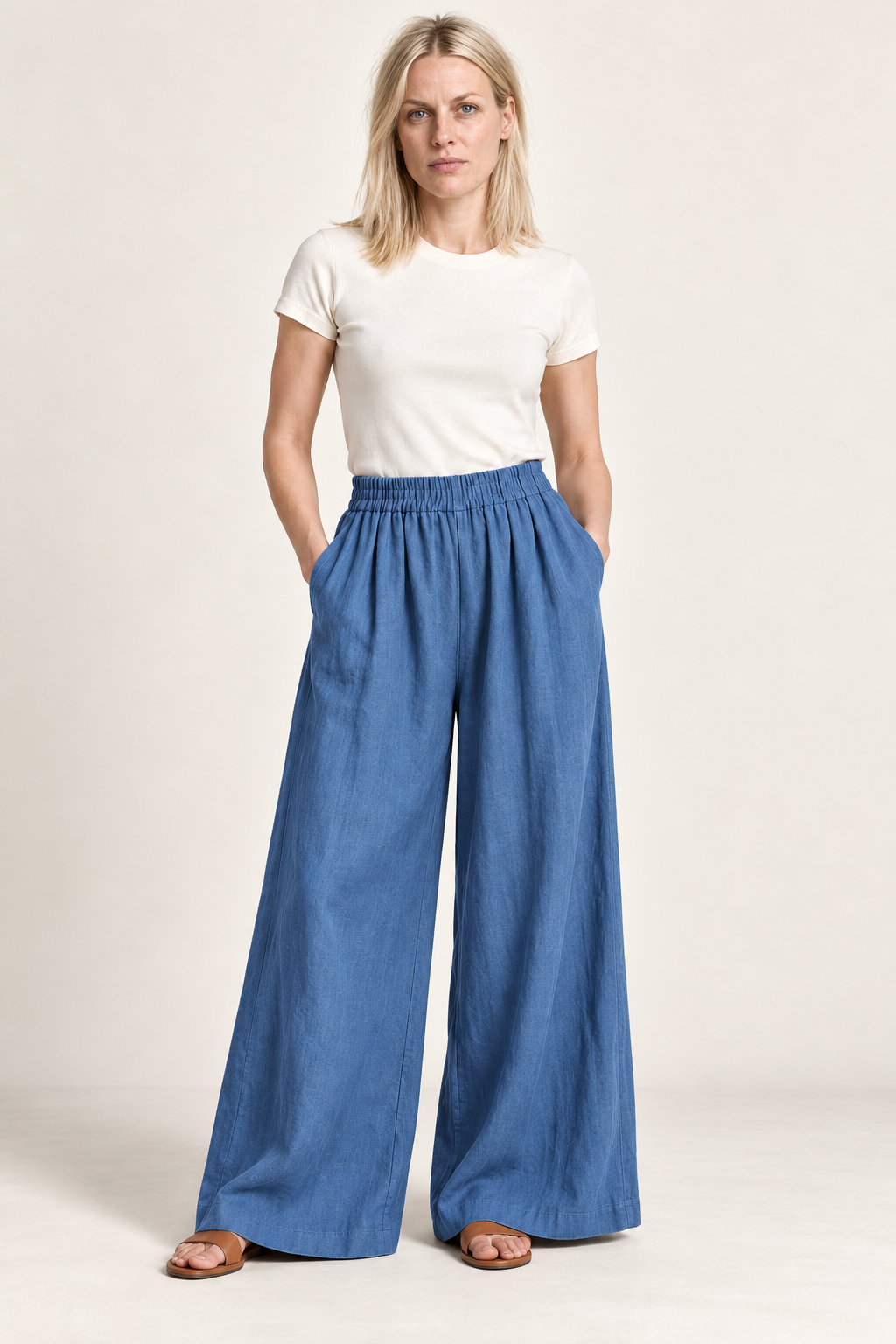 Ronja | Pleated Elastic-Back Wide-Leg Palazzo Pants