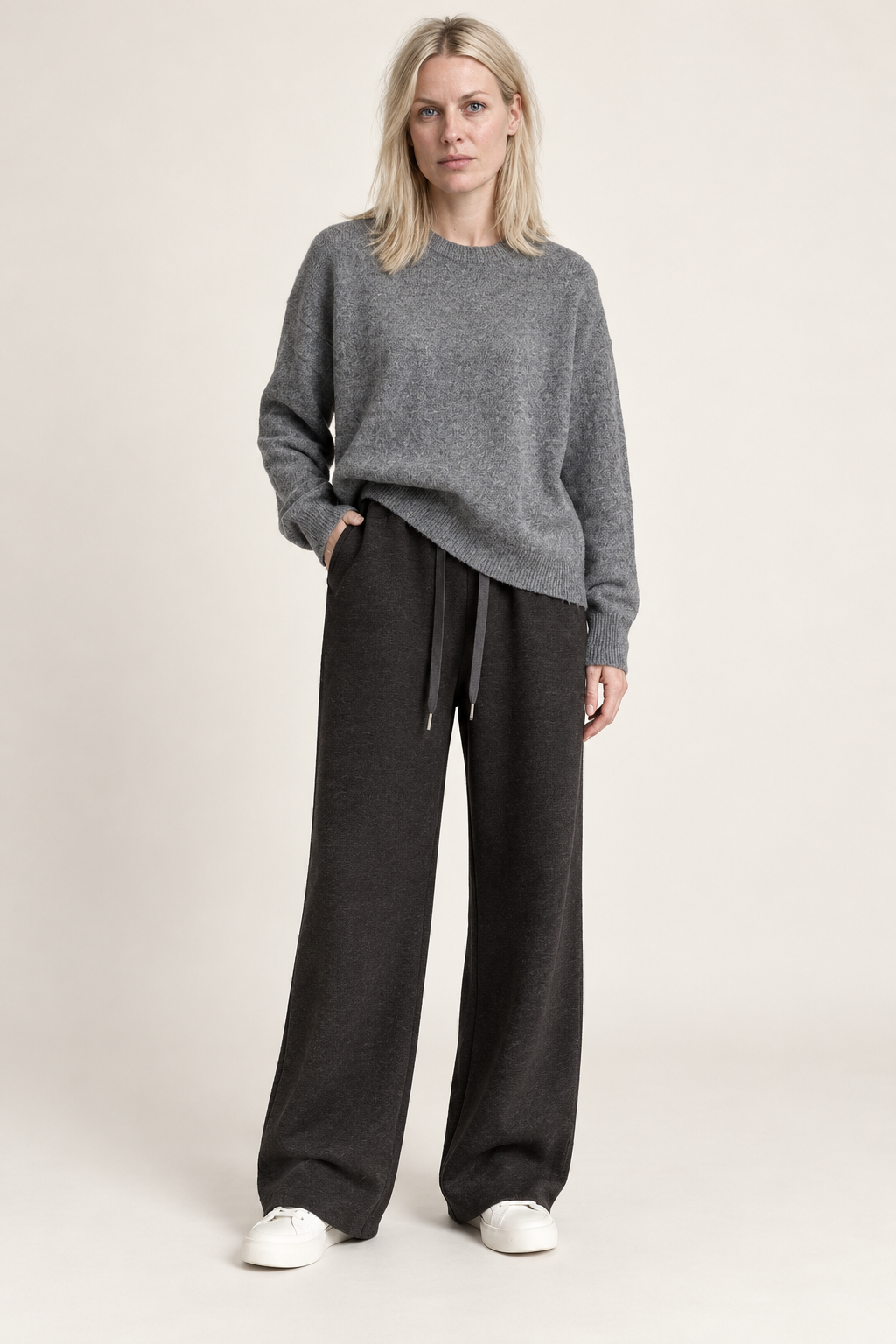 Calida | Fleece-Lined Drawstring Knit Wide-Leg Pants