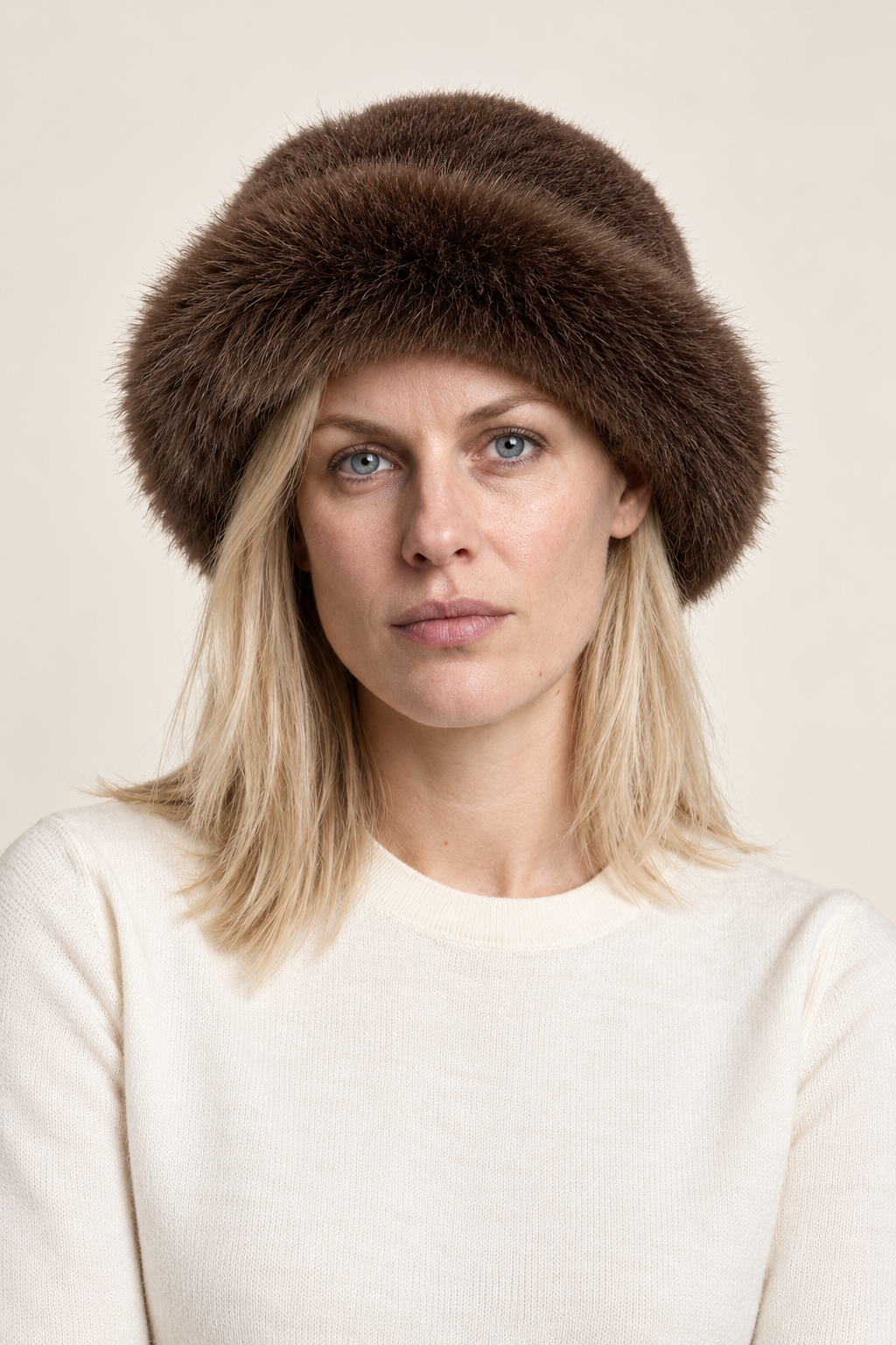 Almira | Plush Faux Fur Rolled-Brim Hat