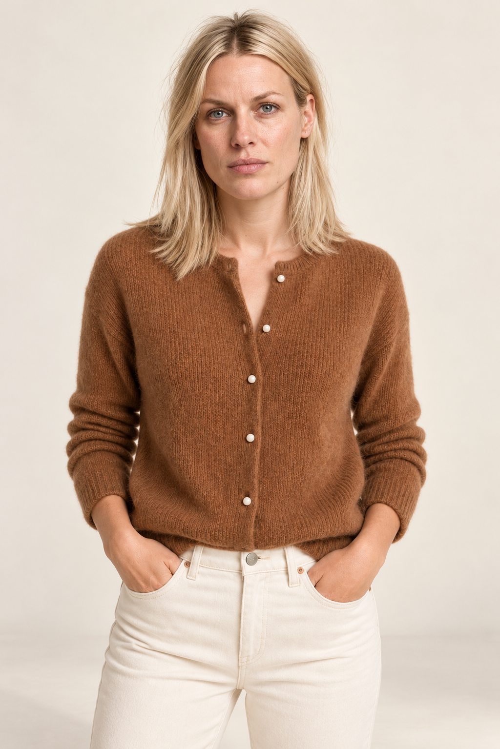 Ilse | Brushed V-Neck Button Cardigan