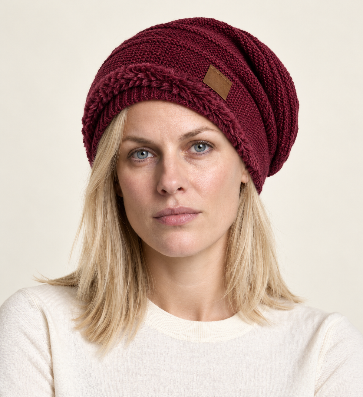 Anthea | Fleece-Lined Slouchy Knit Beanie