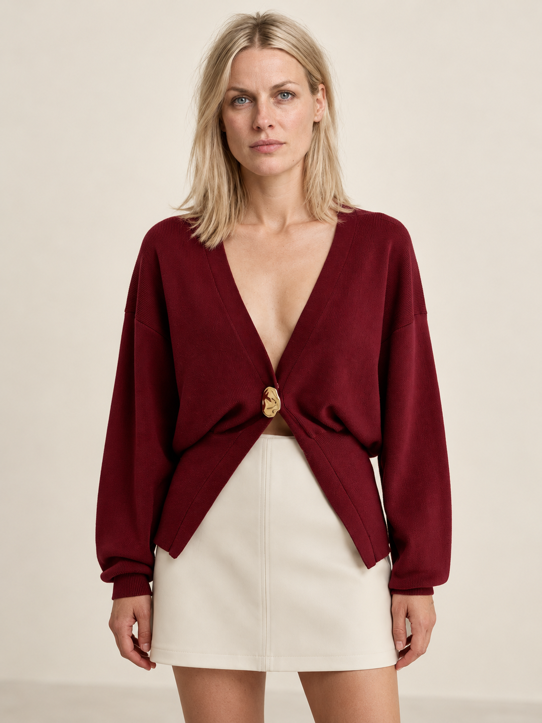 Gabrielle | Draped Single-Button Cardigan