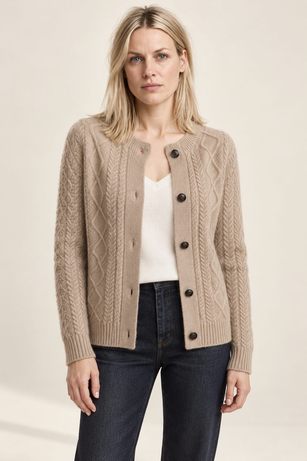 Felicity | Cable-Knit Button Cardigan