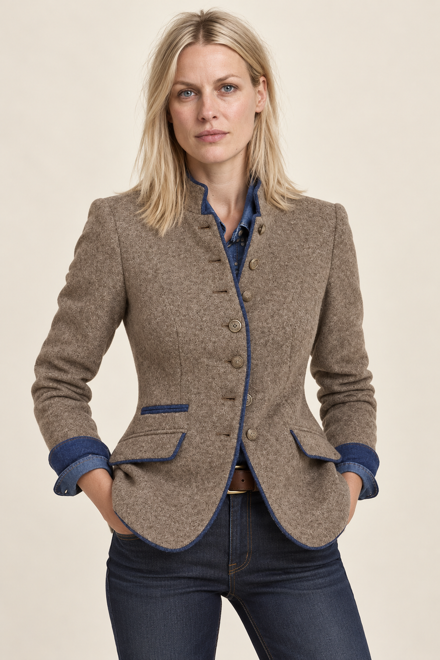 Amelyzahh | Stand Collar Tailored Blazer