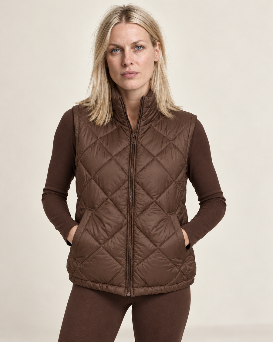 Liesel | Diamond-Quilted High-Collar Puffer Gilet